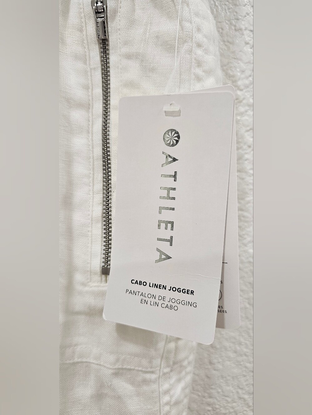Athleta Cabo Linen Jogger Pants Womens 10 White 100% Linen Drawstring NWT - Picture 3 of 9